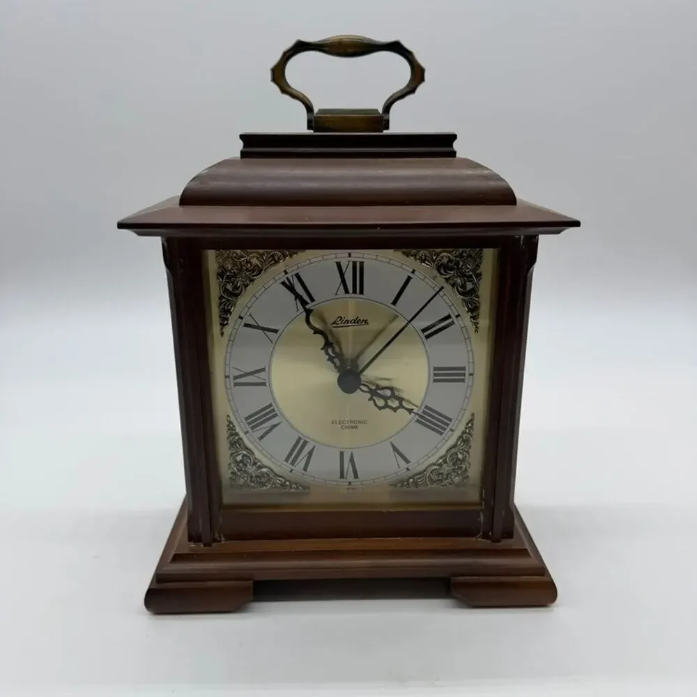 Vintage Linden Electronic Chime Mantel Clock Model 7011 Quartz Wood Japan Tested
